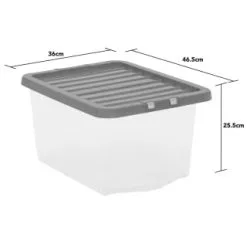 B&M Clear Storage Box With Lid 30L - Grey 9 B&M Clear Storage Box With Lid 30L - Grey -Furniture shop 258020 30l storage box with lid grey 3