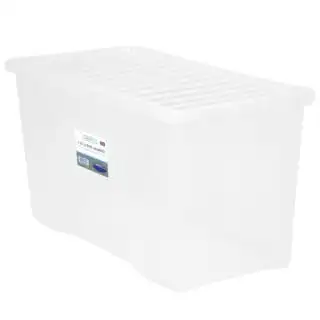 B&M Large Storage Box With Lid 110L - Clear 3 B&M Large Storage Box With Lid 110L - Clear