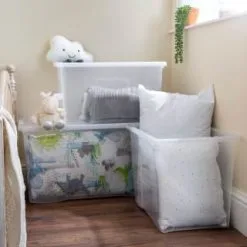 B&M Large Storage Box With Lid 110L - Clear 9 B&M Large Storage Box With Lid 110L - Clear -Furniture shop 284861 110l storage box with lid clear 5