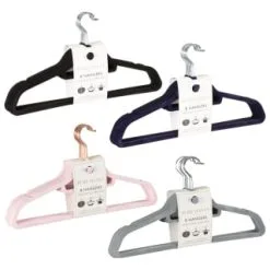 B&M Pure Velvet Hangers 8pk - Black -Furniture shop 333534 8pk velvet hangers group