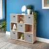 Lokken 9 Cube Shelving Unit & Baskets - Oak 2 Lokken 9 Cube Shelving Unit & Baskets - Oak -Furniture shop 356272 lokken oak 9 cube shelving unit with 5 gery baskets