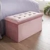 B&M Suede Storage Ottoman - Blush