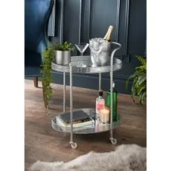 B&M Deco Glamour Drinks Trolley - Silver