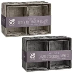 B&M Woven Storage Baskets 3pk - Silver -Furniture shop 365979 365978 3pk woven baskets group