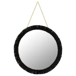 B&M Fringe Round Hanging Mirror - Black 3 B&M Fringe Round Hanging Mirror - Black
