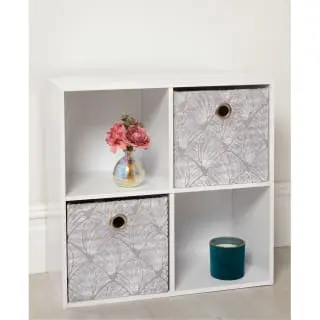 B&M Velvet Embossed Storage Cubes 2pk - Silver 3 B&M Velvet Embossed Storage Cubes 2pk - Silver