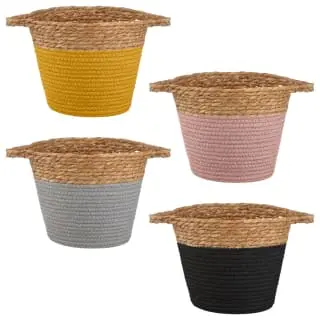 B&M Small Two Tone Wicker Basket - Ochre 4 B&M Small Two Tone Wicker Basket - Ochre - Image 2