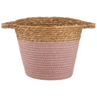 B&M Small Two Tone Wicker Basket - Pink 3 B&M Small Two Tone Wicker Basket - Pink