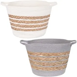 Wicker & Weave Striped Basket - Grey 4 Wicker & Weave Striped Basket - Grey - Image 2
