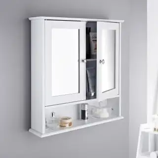 Maine Bathroom Double Door Cabinet & Shelf - White 4 Maine Bathroom Double Door Cabinet & Shelf - White - Image 2