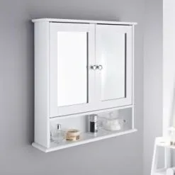 Maine Bathroom Double Door Cabinet & Shelf - White