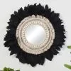 B&M Black Feather Mirror -Furniture shop 378381 black feather mirror