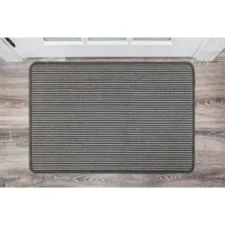 B&M Loop Washable Doormat 50 X 75cm - Grey Stripe