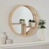 B&M Bamboo Mirror With Shelf - Natural Wood -Furniture shop 380095 bamboo mirror with shelf