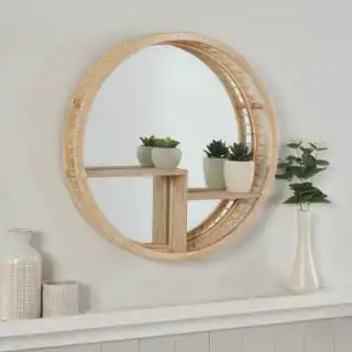 B&M Bamboo Mirror With Shelf - Natural Wood 3 B&M Bamboo Mirror With Shelf - Natural Wood