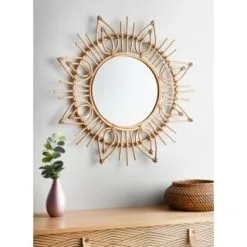 B&M Sunburst Cane Mirror - Natural