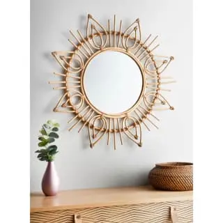 B&M Sunburst Cane Mirror - Natural 3 B&M Sunburst Cane Mirror - Natural