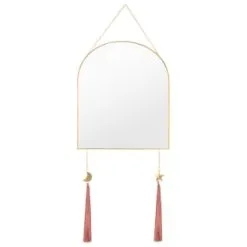 B&M Gold Mirror With Pink Tassels