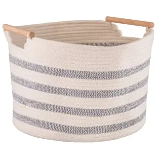 B&M Rhodes Striped Basket - Cream 3 B&M Rhodes Striped Basket - Cream