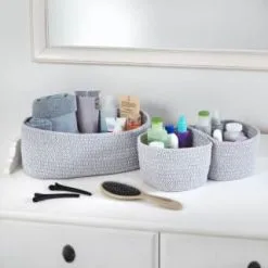 Wicker & Weave Pilos Set Of 3 Storage Baskets 3pk - Grey
