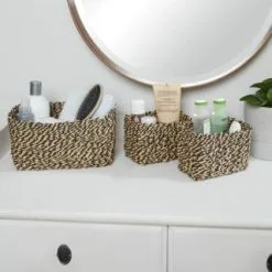 Wicker & Weave Samos Set Of 3 Storage Rope Baskets 3pk - Black