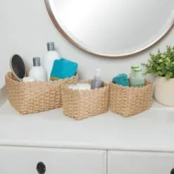 Wicker & Weave Samos Set Of 3 Storage Rope Baskets 3pk - Natural