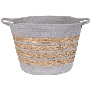 Wicker & Weave Striped Basket - Grey 3 Wicker & Weave Striped Basket - Grey