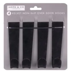 B&M Velvet Overdoor Hooks 4pk - Black 8 B&M Velvet Overdoor Hooks 4pk - Black -Furniture shop 383665 4 velvet non slip over door hooks black