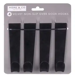 B&M Velvet Overdoor Hooks 4pk - Black 5 B&M Velvet Overdoor Hooks 4pk - Black - Image 3