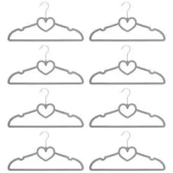 B&M Velvet Heart Shaped Hangers 8pk - Grey -Furniture shop 383671 8pk velvet shaped hangers hearts grey