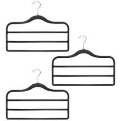 B&M Velvet Trouser Hangers 3pk - Black -Furniture shop 383688 3pk pure velvet trouser hangers black