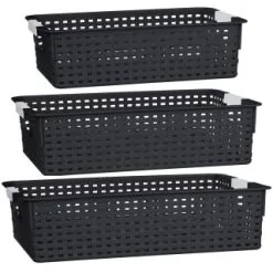 B&M Set Of Three Storage Baskets - Black -Furniture shop 384207 3pk storage boxes black 3