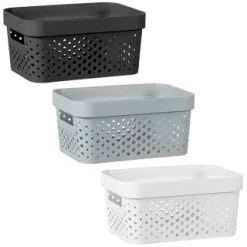 B&M Medium Rectangular Spot Storage Basket - Grey -Furniture shop 384229 384230 384302 rectangular medium spot basket grey