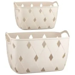 Home Essentials Diamond Embossed Cream Storage Basket - Large 5 Home Essentials Diamond Embossed Cream Storage Basket - Large -Furniture shop 384959 384968 diamond embossed storage basket cream group