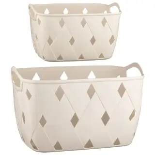 Home Essentials Diamond Embossed Cream Storage Basket - Large 4 Home Essentials Diamond Embossed Cream Storage Basket - Large - Image 2