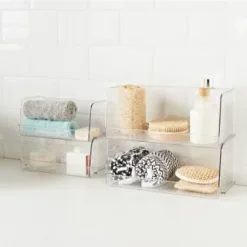 Home Essentials Clear Stacking Caddy - Medium 7 Home Essentials Clear Stacking Caddy - Medium -Furniture shop 384976 384977 384978 384984 clear organiser tray 2 1