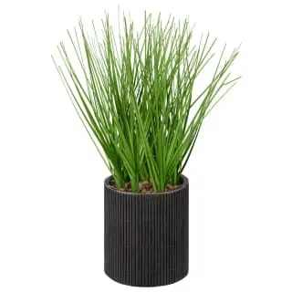 B&M Artificial Grass In Black Rattan Pot 3 B&M Artificial Grass In Black Rattan Pot