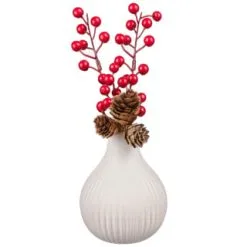 B&M White Vase With Berries