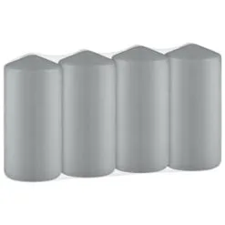Simply Everyday Grey Pillar Candles 4pk