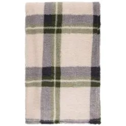 Simply Everyday Check Sherpa Throw - Green -Furniture shop 388700 green check sherpa throw 2