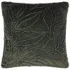 B&M Leaf Velvet Quilted Cushion - Green