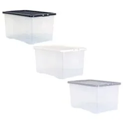 B&M Large Clear Storage Box With Lid 60L - Black 7 B&M Large Clear Storage Box With Lid 60L - Black -Furniture shop 391386 clear 60 litre box with lid group