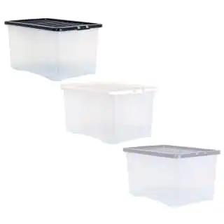 B&M Large Clear Storage Box With Lid 60L - Black 5 B&M Large Clear Storage Box With Lid 60L - Black - Image 3