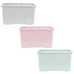 B&M Storage Box With Lid 60L - Dusty Pink -Furniture shop 391387 391388 391389 60l storage box group
