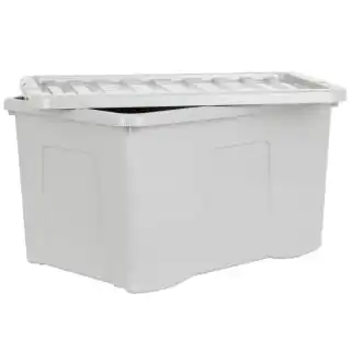 B&M Storage Box With Lid 60L - Grey 4 B&M Storage Box With Lid 60L - Grey - Image 2