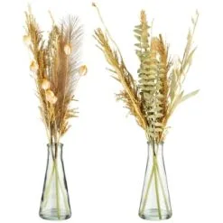 B&M Pampas & Leaf In Glass Vase -Furniture shop 394707 pampas and leaf in glass vase group