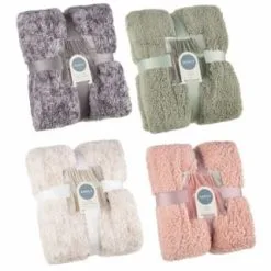 B&M Simply Two Tone Teddy Throw - Grey -Furniture shop 394924 394926 394927 394928 simply plain teddy throw group 1