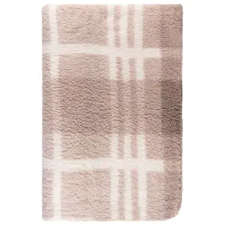 B&M Check Sherpa Throw - Natural 4 B&M Check Sherpa Throw - Natural - Image 2