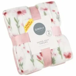 Simply Everyday Simply Floral Polar Fleece Throw 2pk