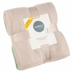 Simply Everyday Simply Sage & Oatmeal Polar Fleece Throw 2pk